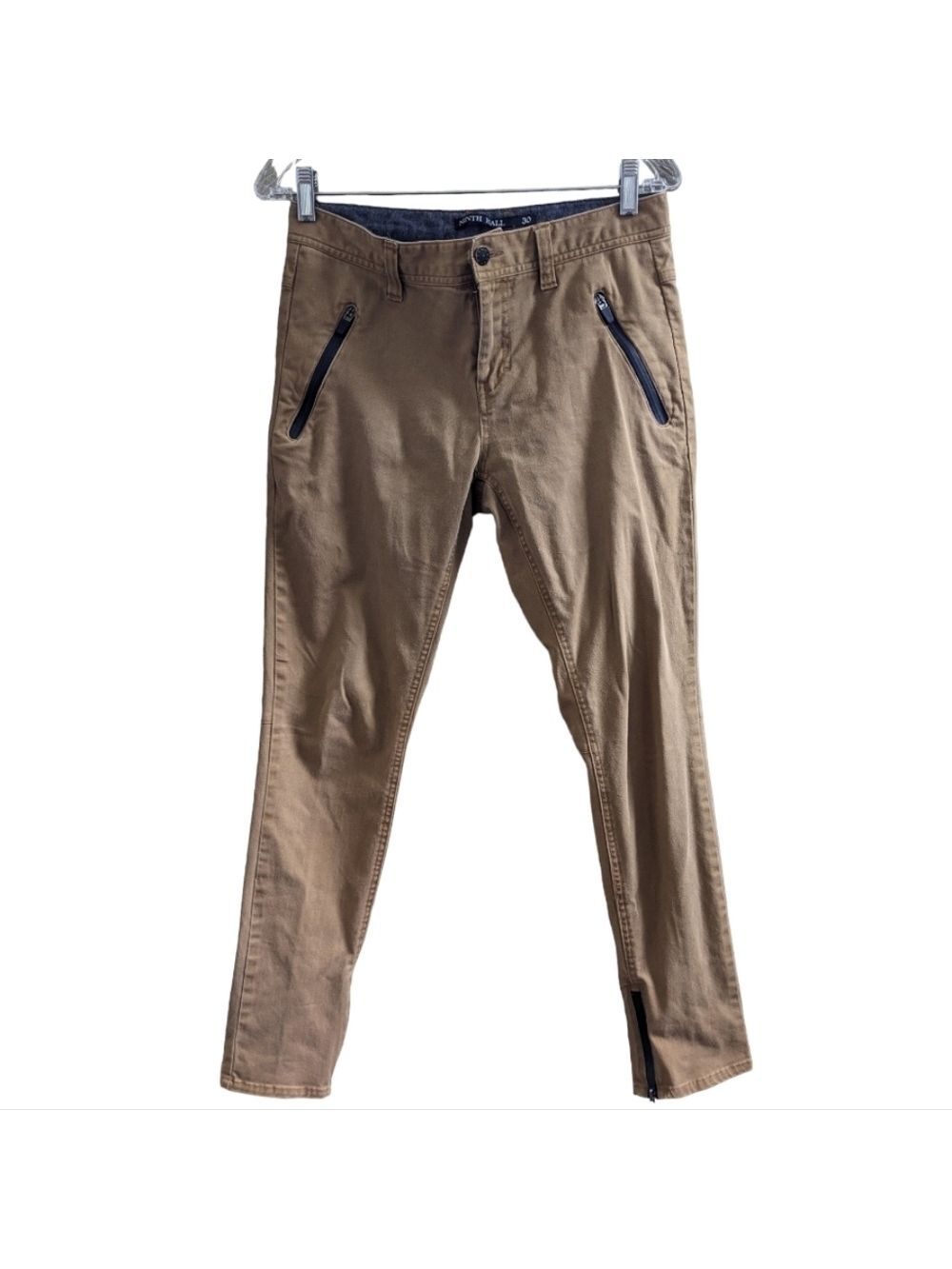 Ninth Hall Trance Light Khaki Brown Pants Zipper Pockets Size 30X30 Stretch